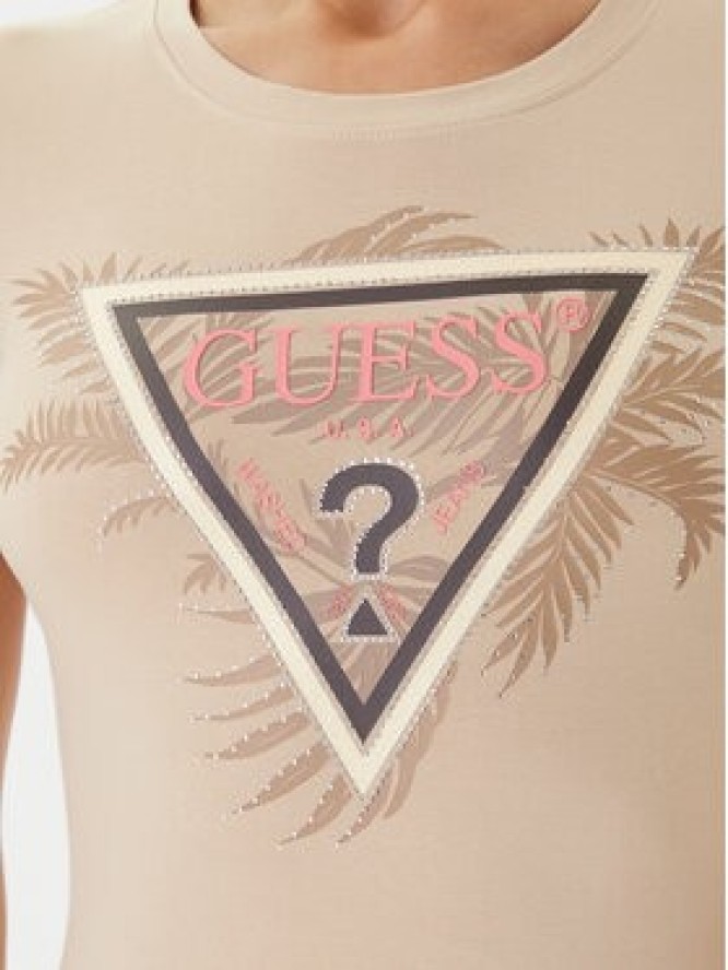Guess T-Shirt W5YI13 J1314 Beżowy Regular Fit