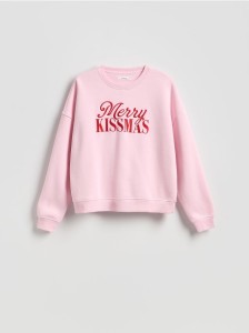 Bluza z haftowanym napisem - różowy