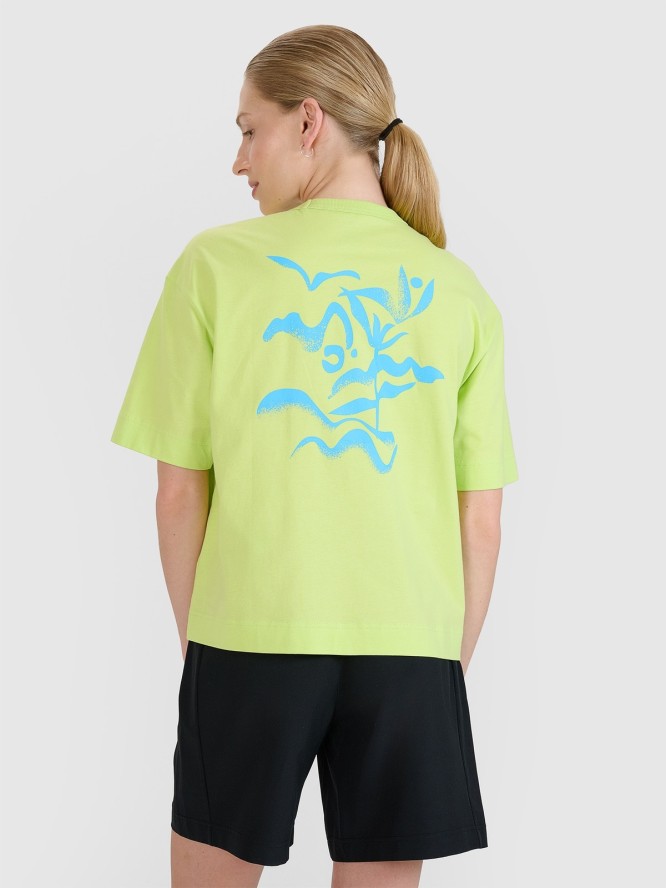 4F T-shirt regular z nadrukiem damski - zielony XL