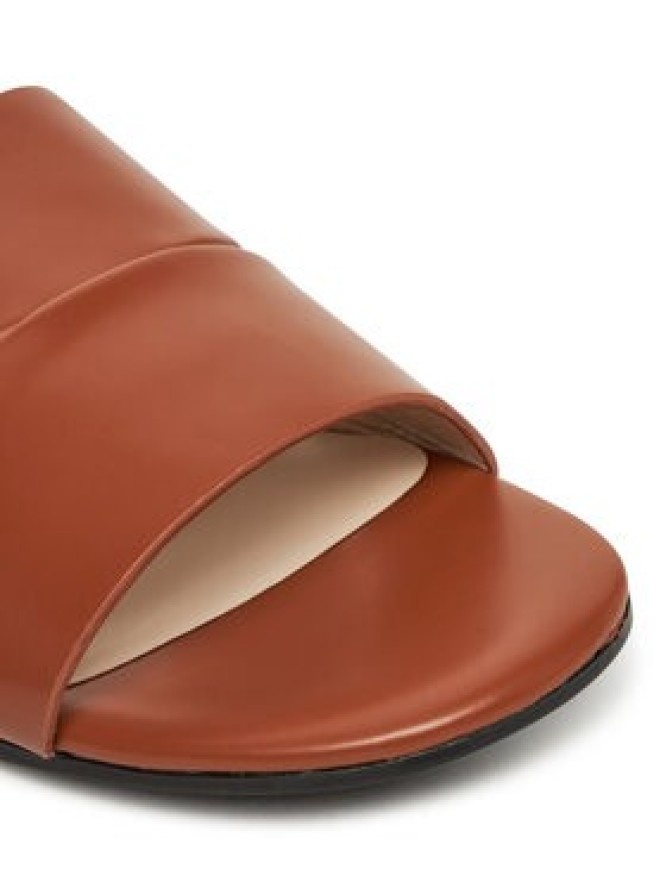 Calvin Klein Klapki Flat Slide - Lth 2 Straps HW0HW02365 Brązowy