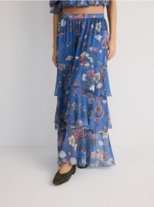 Spódnica maxi z falbanami - wielobarwny