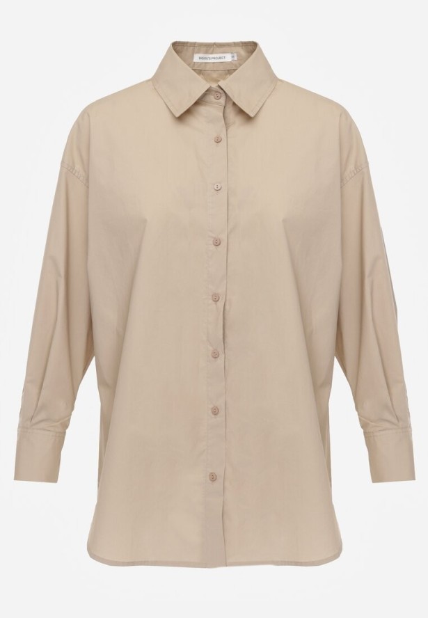 Beżowa Koszula Bawełniana Aquida