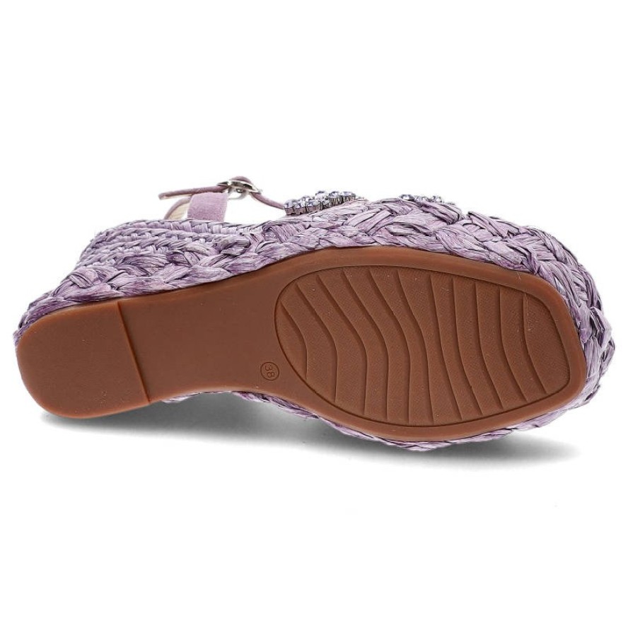 Fioletowe Sandały Alma En Pena Stylowe Buty Na Koturnie