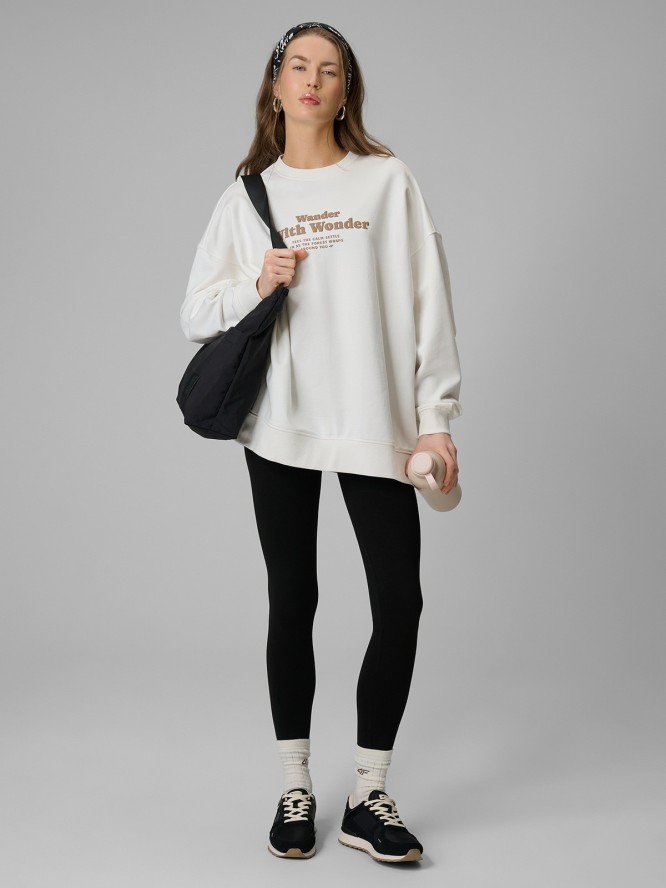 4F Bluza dresowa oversize bez kaptura damska - biała XL