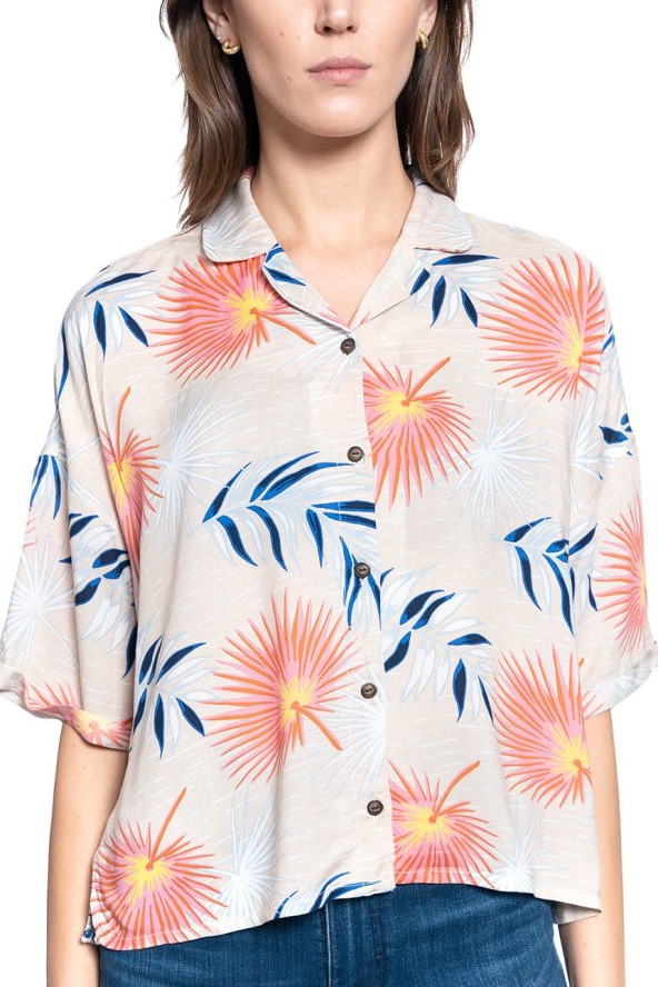 DAMSKA KOSZULA MATERIAŁOWA LEE FLORAL RESORT SHIRT ECRU L46DDWNQ 112110884