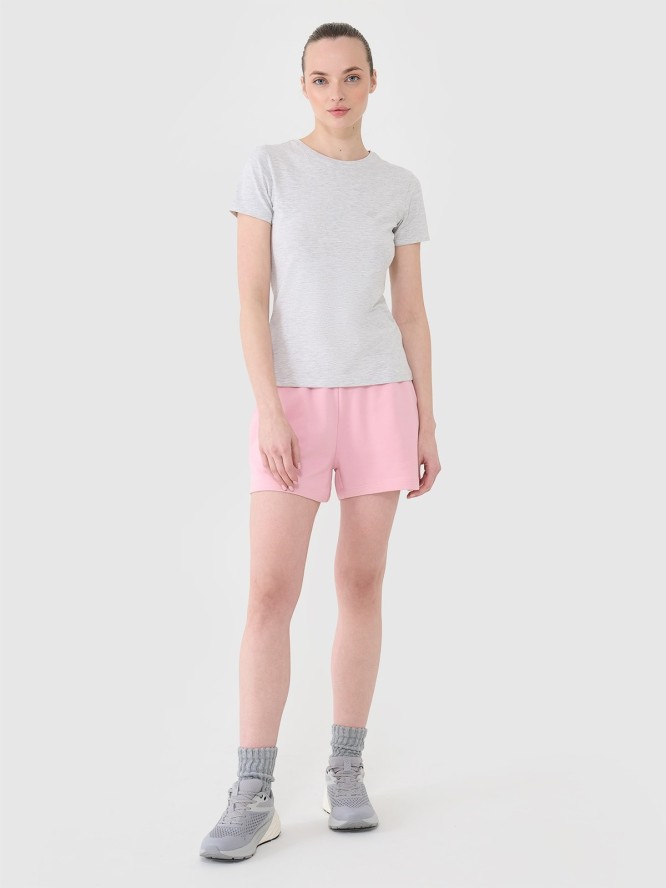 4F T-shirt slim gładki damski - szary L