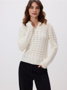 Sweter z dodatkiem wełny - biały