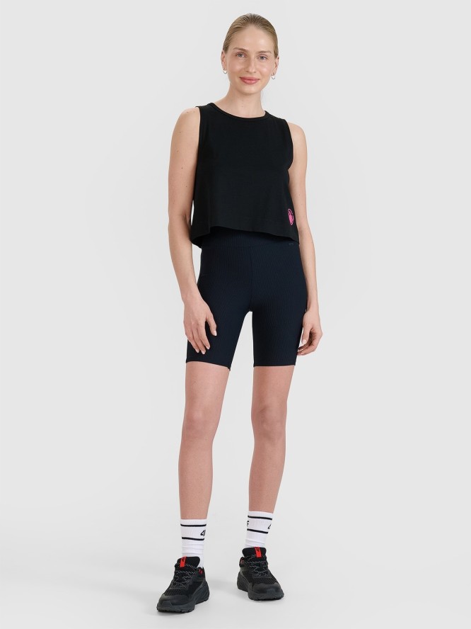 4F Top regular z nadrukiem damski - czarny XL