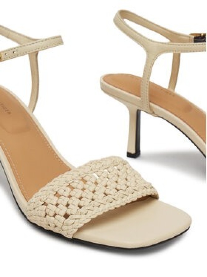 Tommy Hilfiger Sandały Crochet Lthr Kitten Sandal FW0FW08587 Beżowy