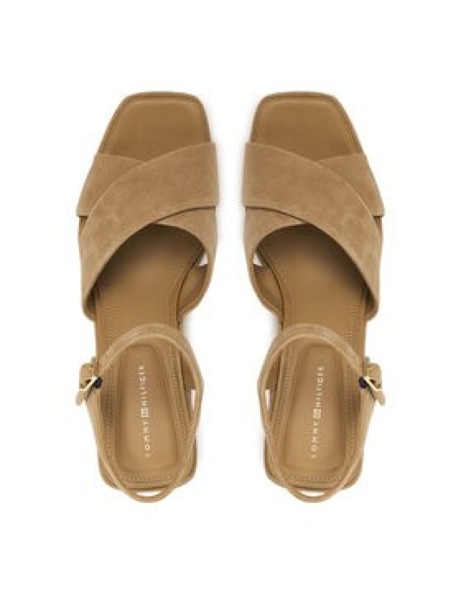 Tommy Hilfiger Sandały Suede Wrapped High Wedge FW0FW09218 Brązowy