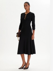 KARL LAGERFELD Sukienka dzianinowa B1W13003 Czarny Regular Fit
