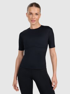 4F Koszulka treningowa slim szybkoschnąca damska - czarna XL