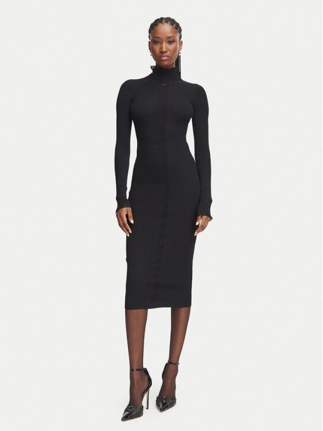 Elisabetta Franchi Sukienka dzianinowa AM-21B-66E2-V440 Czarny Slim Fit