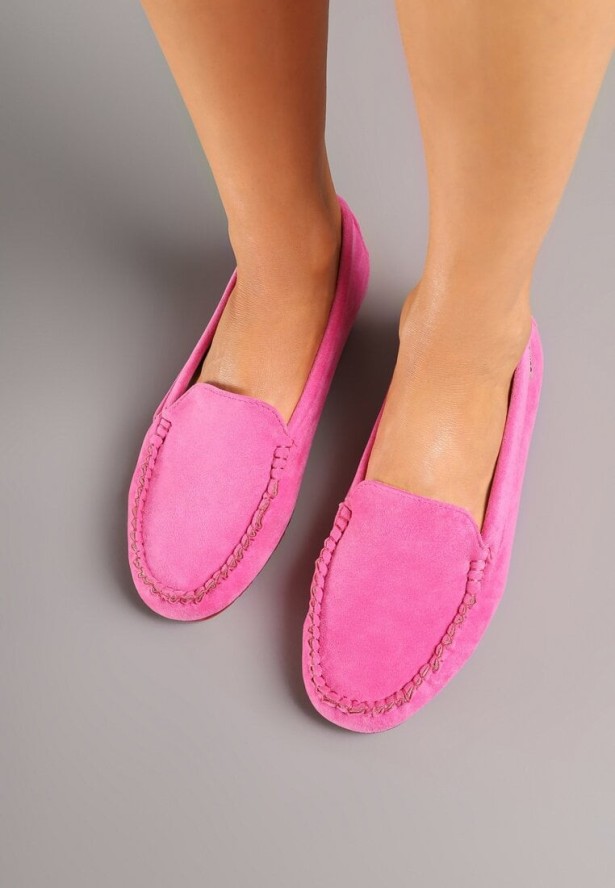 Różowe Casualowe Mokasyny Follasea