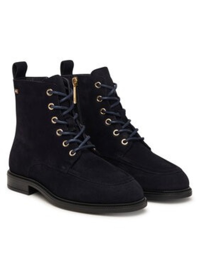 Tommy Hilfiger Trzewiki Enamel Flag Suede Lace-Up Boot FW0FW09681 Granatowy