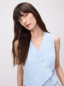 Garniturowa kamizelka z wiskozą - jasnoniebieski