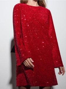 Sukienka mini z cekinami - bordowy