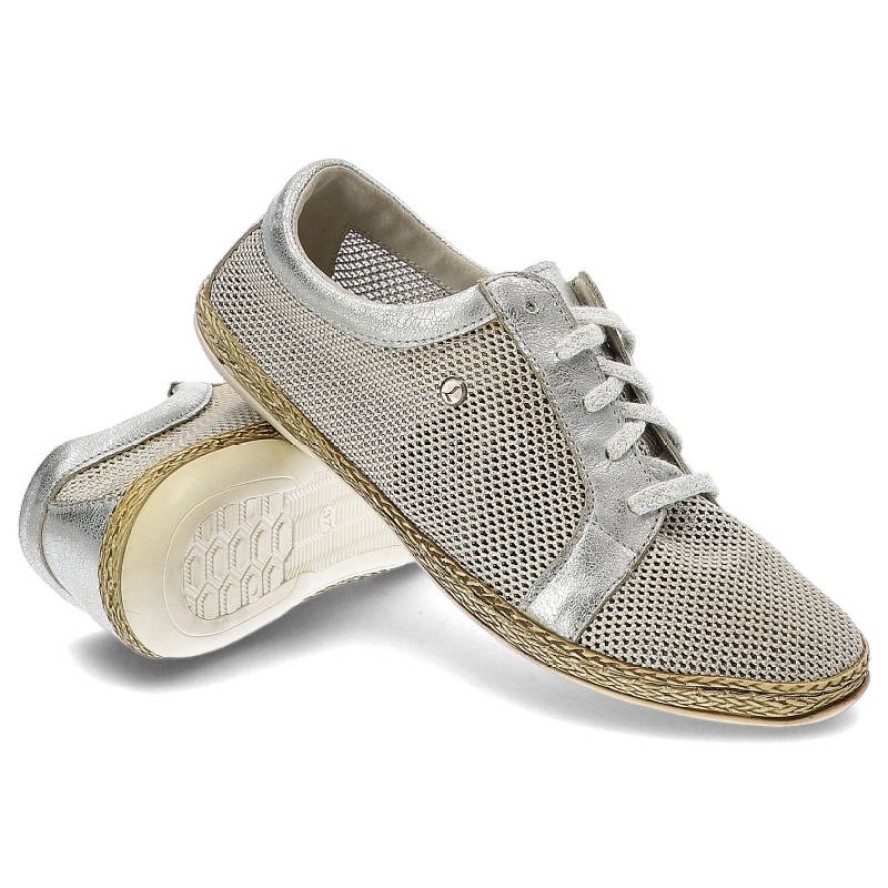 Srebrne Espadryle Lemar Wygodne Buty Damskie