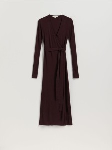 Sukienka z wiskozy - ciemnobrązowy