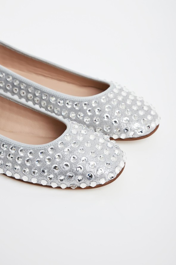 Baleriny skórzane z cyrkoniami CESARE CASADEI