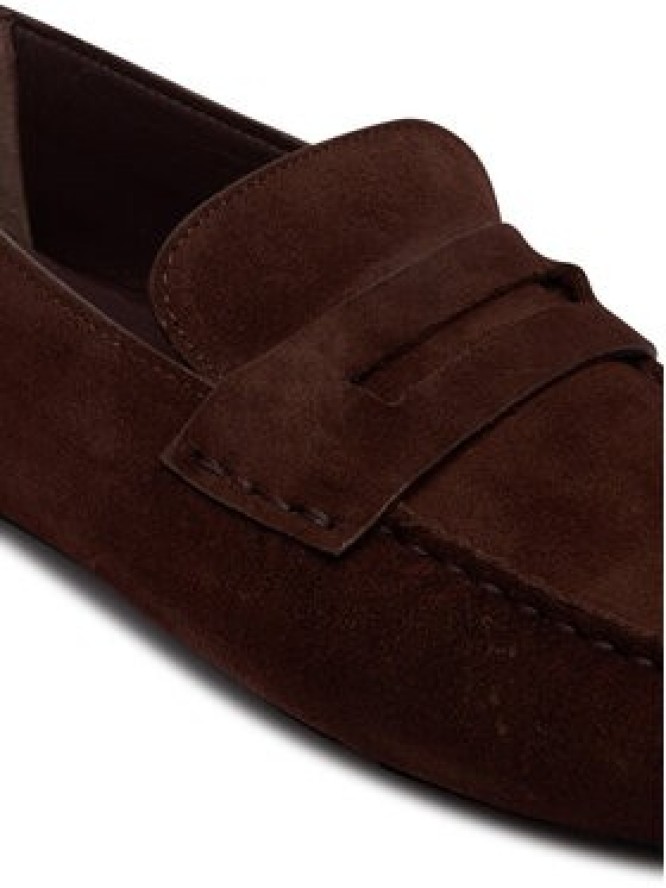 Calvin Klein Mokasyny Square Driver Suede HW0HW02844 Bordowy