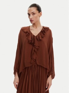 ViCOLO Bluzka TD0019 Brązowy Oversize