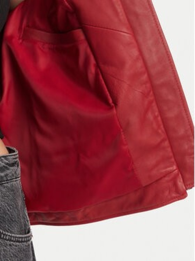 PINKO Kurtka skórzana 105296 Bordowy Regular Fit