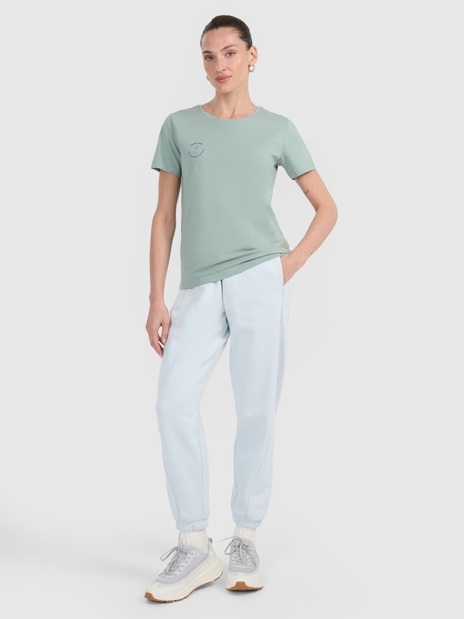 4F T-shirt regular z nadrukiem damski - turkusowy L