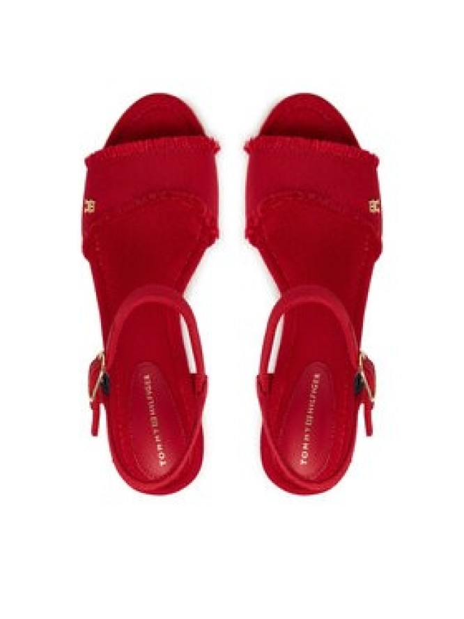 Tommy Hilfiger Sandały Mid Woven Wedge Espad Fringe FW0FW09470 Czerwony