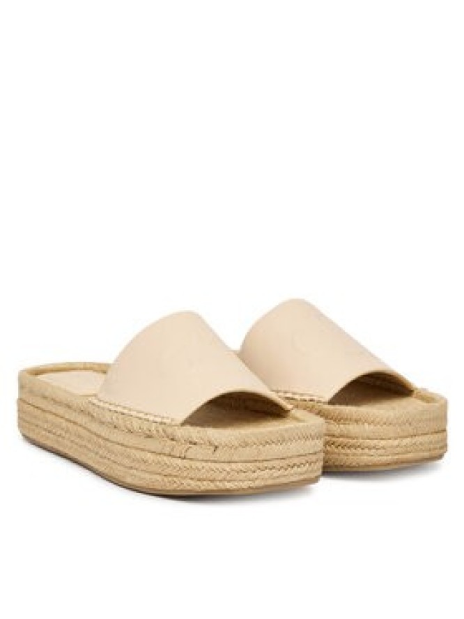 Calvin Klein Espadryle Flatf Espa Mule Lth Mg HW0HW03027 Beżowy