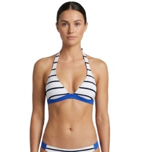 Góra bikini - Damskie - Volcom - Halter, paski - Granatowo-biała