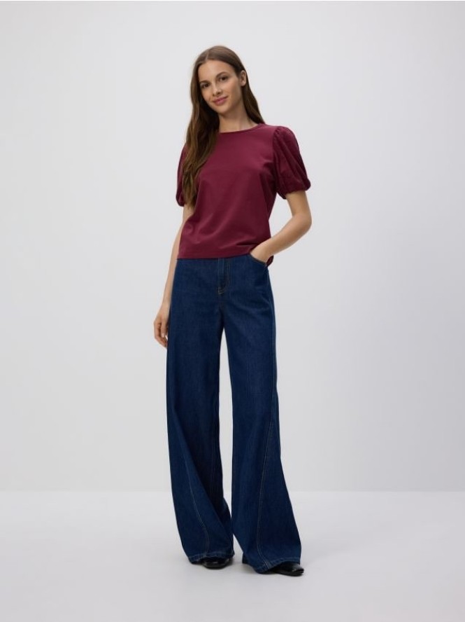 Bluzka z ozdobnymi rękawami - bordowy