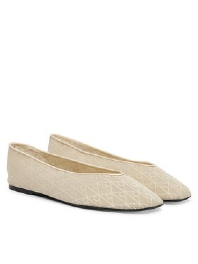 Calvin Klein Baleriny Square Ballerina Aop Mesh HW0HW02937 Écru