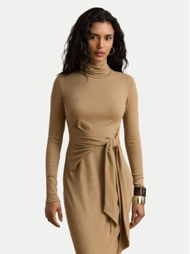 LAUREN RALPH LAUREN Sukienka dzianinowa 200980028500 Beżowy ciemny Slim Fit