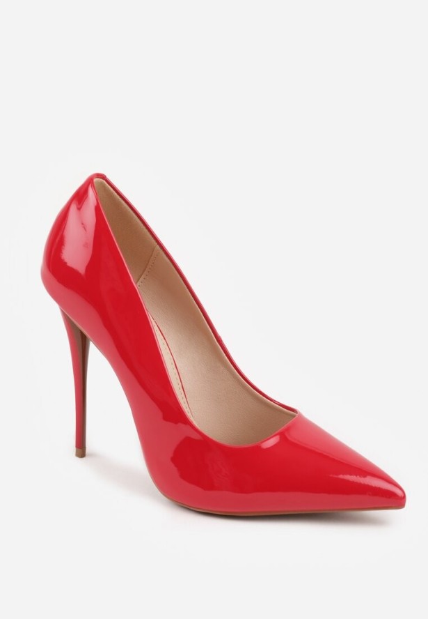 Czerwone Lakierowane Szpilki VICES na Ozdobnym Obcasie Zafriah