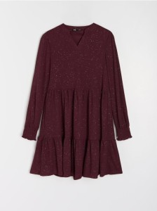 Sukienka mini z efektem stopniowania - bordowy