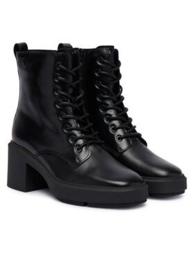 Calvin Klein Trzewiki Block Heel Ank Boot Laceup Lth HW0HW03174 Czarny