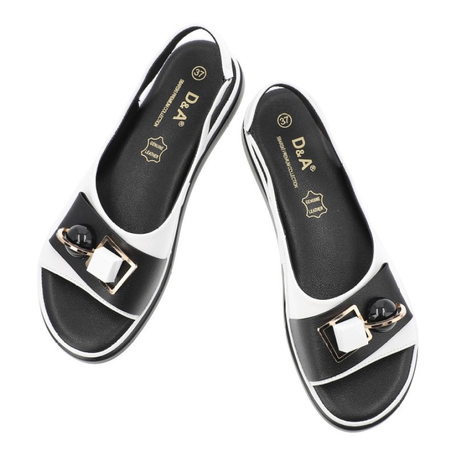 Sandały damskie S.Barski, ze skóry ekologicznej ozdobna klamra dekoracyjne kamienie lekka podeszwa casual letnie, białe, GR61-5932