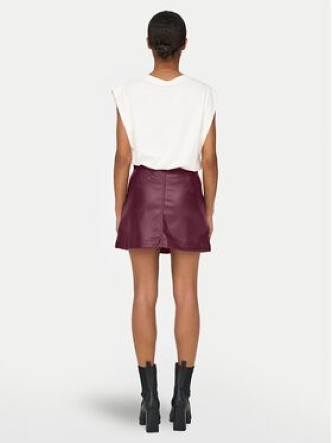 ONLY Spódnica z imitacji skóry Amazing 15331876 Bordowy Slim Fit