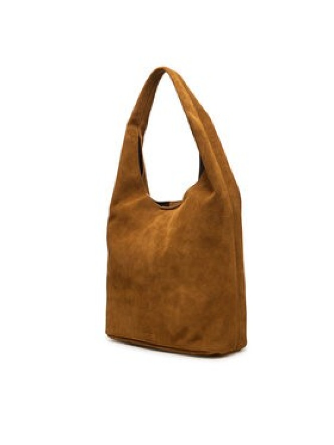 Calvin Klein Torebka Slouchy Suede Leather Medium Bag LV04F3597G Brązowy