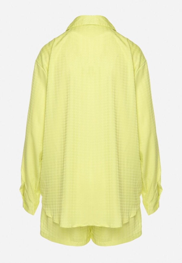 Żółty Komplet 2-częściowy z Koszulą i Szortami Adelise