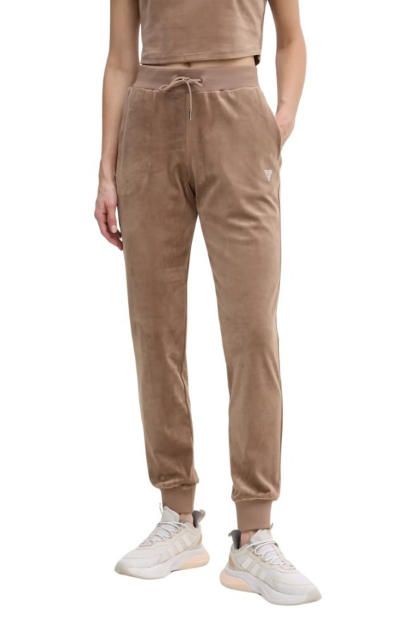 GUESS Brązowe damskie spodnie welurowe Couture, Rozmiar XS