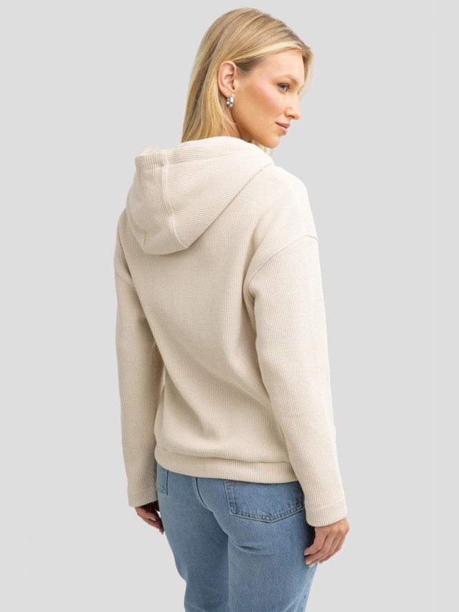 Bluza damska rozpinana z kapturem kremowa Grala 103