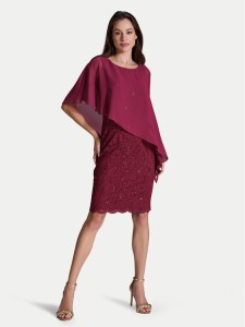 Swing Sukienka koktajlowa 77760410 Bordowy Regular Fit