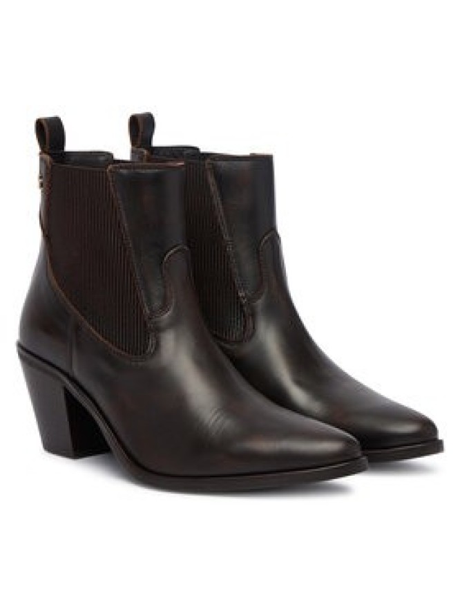 Tommy Hilfiger Botki Leather Western Chelsea Boot FW0FW09582 Brązowy