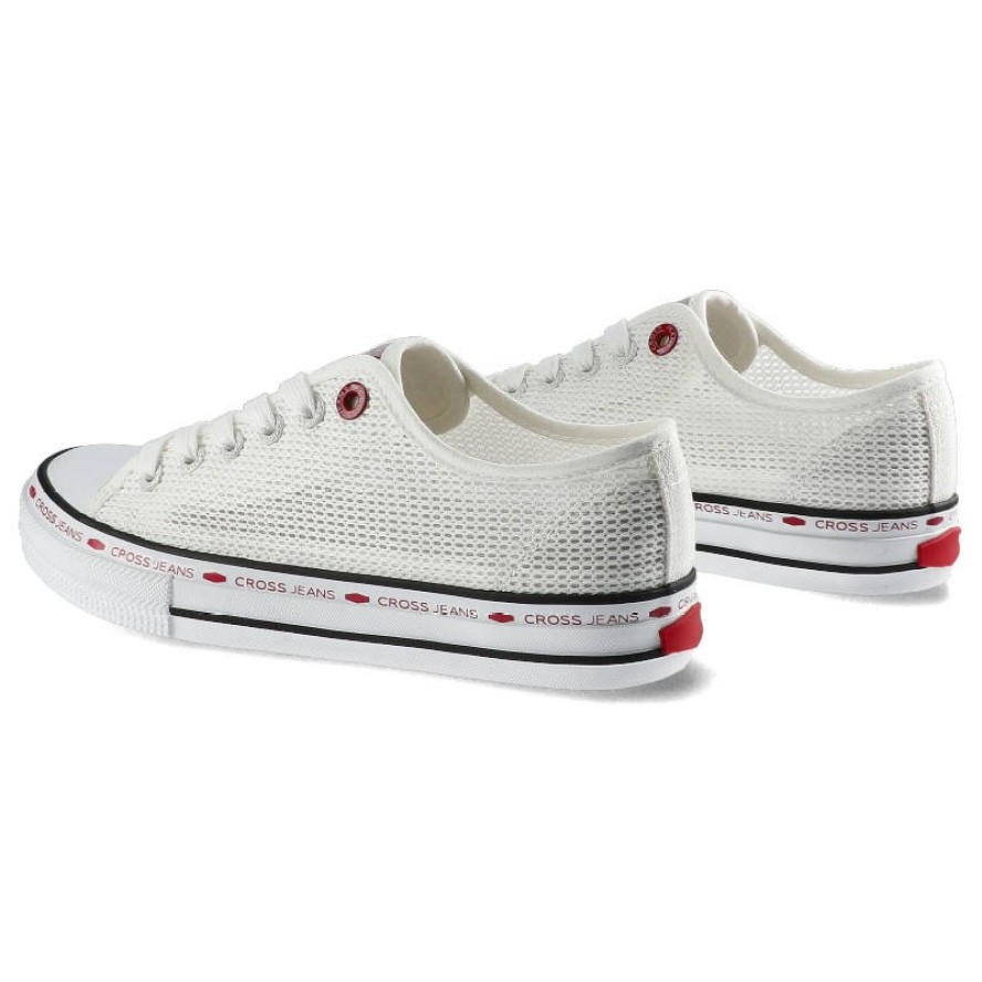 Trampki damskie Cross Jeans, z przewiewnego materiału tekstylnego o siatkowej strukturze z klasycznym sznurowaniem gumowym noskiem oraz płaską podesz