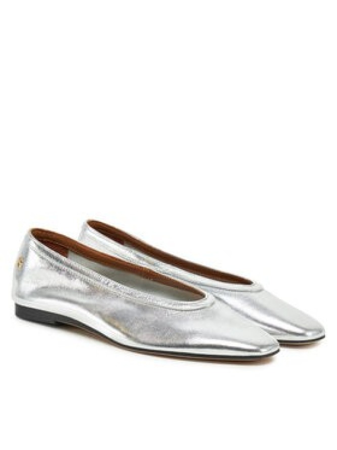Tommy Hilfiger Baleriny Soft Metal Lthr Ballerina No Bow FW0FW08601 Srebrny