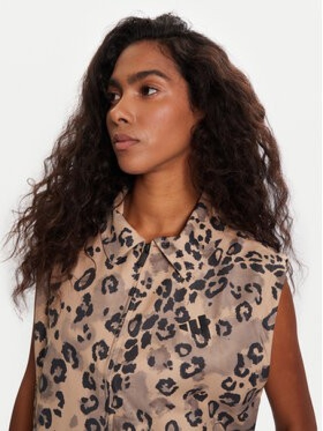 adidas Kamizelka Animal Print 3-Stripes JV6957 Beżowy Loose Fit