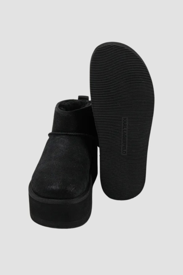 KARL LAGERFELD Czarne botki zamszowe THERMO Lo Slip On Boot, Rozmiar 38