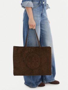 Tory Burch Torebka Ella Suede Tote 170980 Brązowy